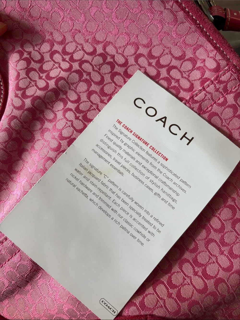 Coach Y2K Pink Signature Hobo Bag with Suede Trim